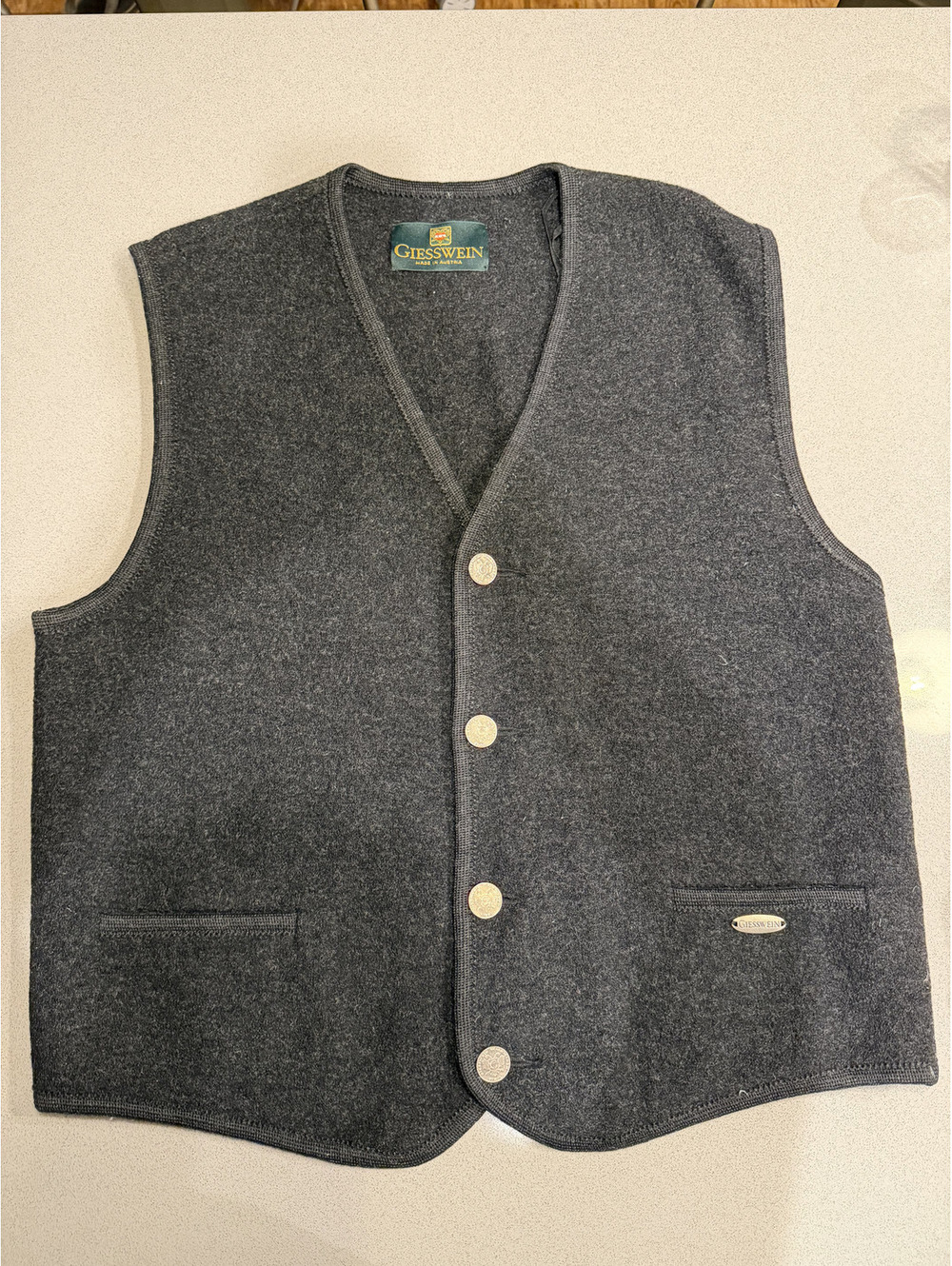 Giesswein Black Metal Button Vest Vintage